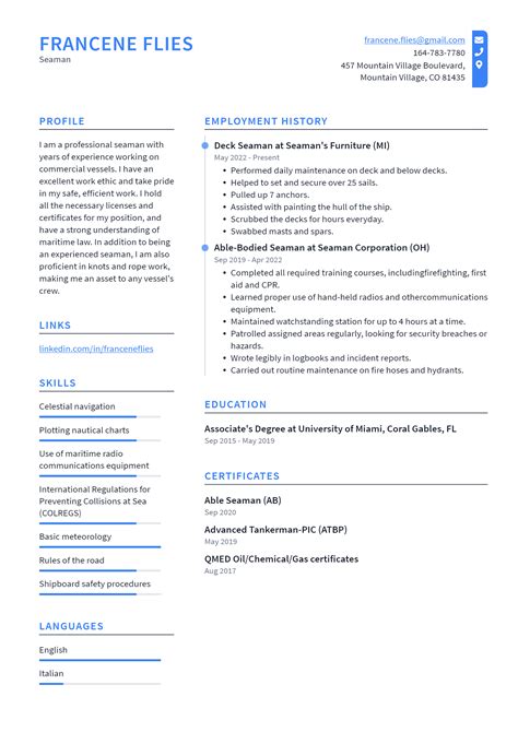 Seaman Resume Example And Writing Guide Resumelawyer