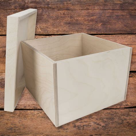 Square Cube Wooden Box With Removable Lid X X Cm Plain