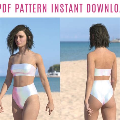 Diy High Waist Bikini Bottom Sewing Pattern Pdf Retro Etsy