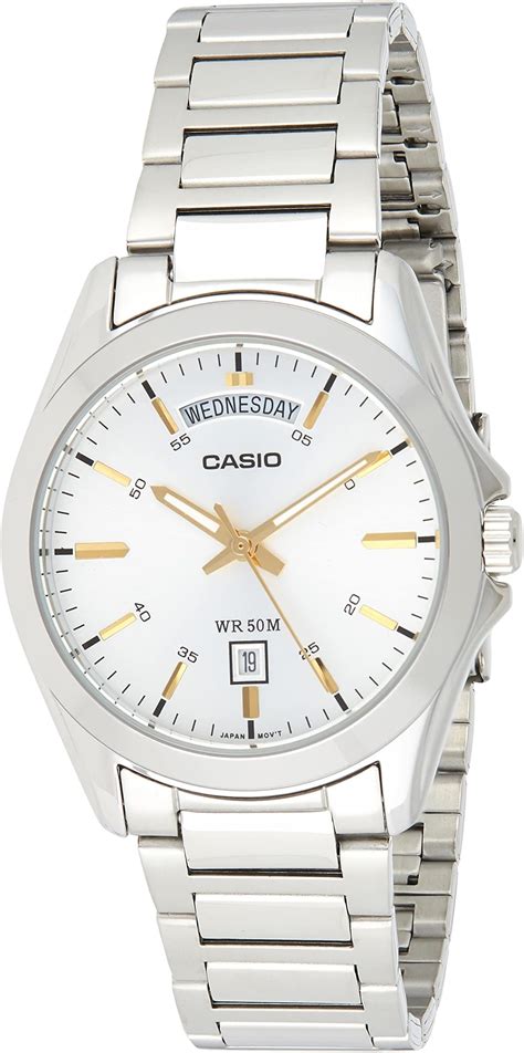 Casio Men S Watch MTP V005L 7B5UDF Silver Dial Brown Band Buy