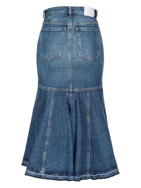 PINKO Flared Denim Midi Skirt Blue FARFETCH