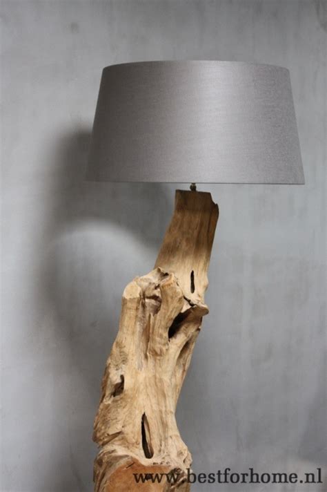 Stoere Robuuste Wortelhouten Staande Lamp Landelijke Unieke Houten