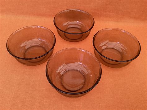 1980s Arcoroc Smoked Glass Bowls Set Of 4 Arcoroc Glass Etsy