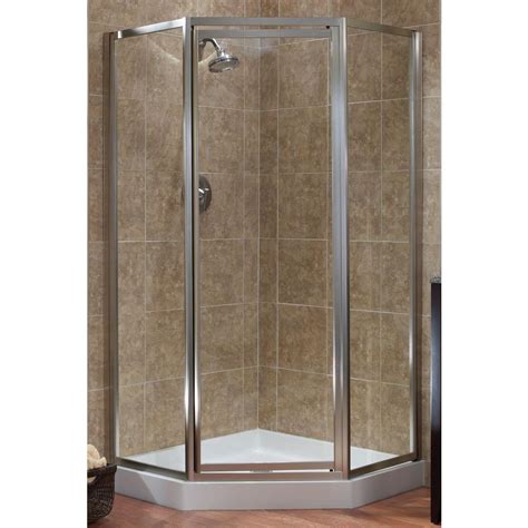 Foremost Tides 18 12 In X 24 In X 18 12 In X 70 In Framed Neo Angle Shower Door In Silver