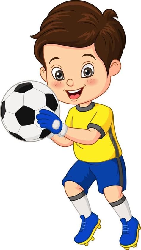 Descargar niño pequeño de dibujos animados sosteniendo el balón de