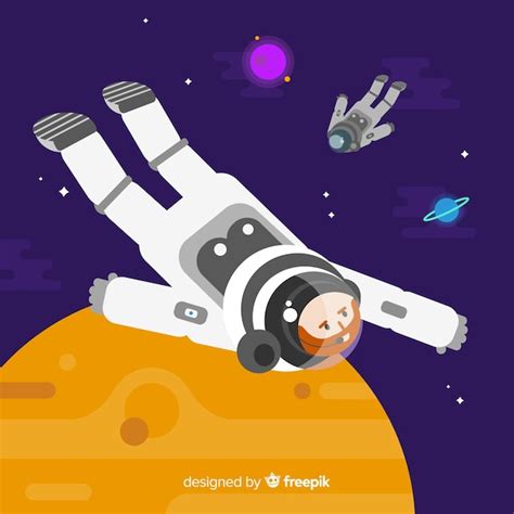 Personaje clásico de astronauta con diseño plano Vector Gratis