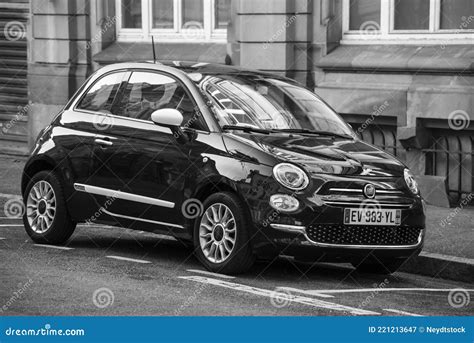 Front View Of Black Fiat 500 Parked In The Street Editorial Photography