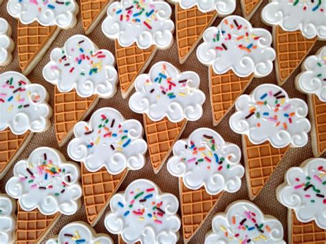 Ice Cream Cone Cookies Birthday Cookies Custom Cookies Sugar