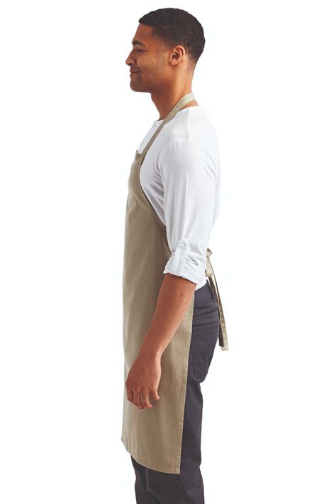 Khaki Organic Cotton Bib Apron No Pockets Apronwarehouse