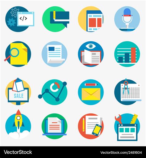 Flat Set Modern Icons And Symbols Business Vector Image