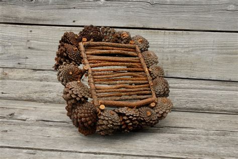 Vintage Natural Pine Cone Basket Rustic Home Decor Christmas Etsy