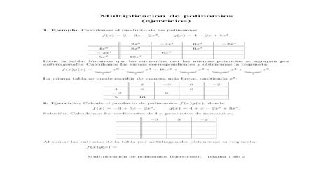 Multiplicaci N De Polinomios Ejercicios Esfm Egormaximenko Algebra