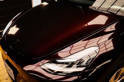 Tesla Model Y Maroon Vinyl Wrap Vancouver Twiisted Wrap