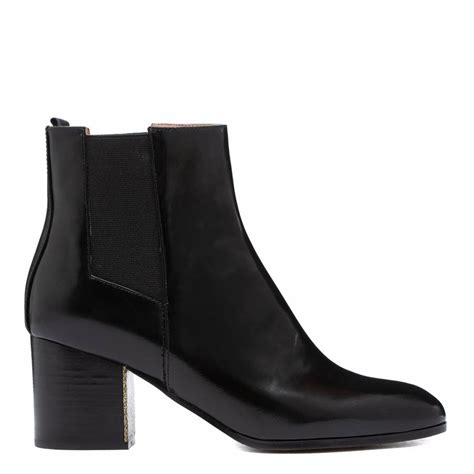 Black Leather Patent Heeled Chelsea Boots Brandalley