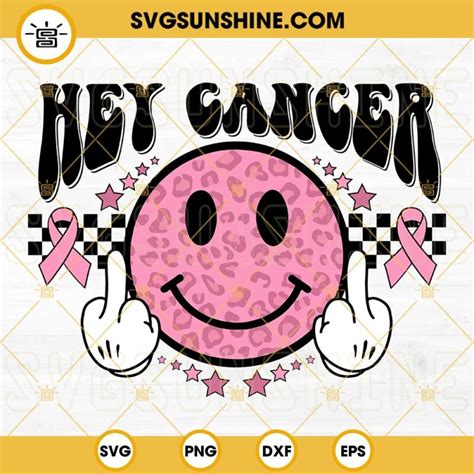 Fuck Cancer SVG Breast Cancer Awareness SVG Leopard Smiley Face SVG