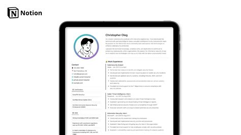 Cybersecurity Resume Template Notionhub