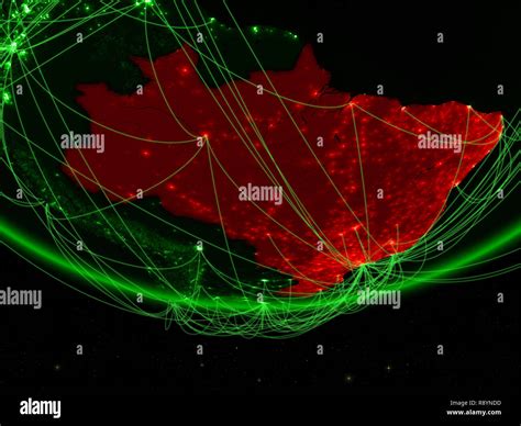 Brazil On Green Model Of Planet Earth With Network Representing Green