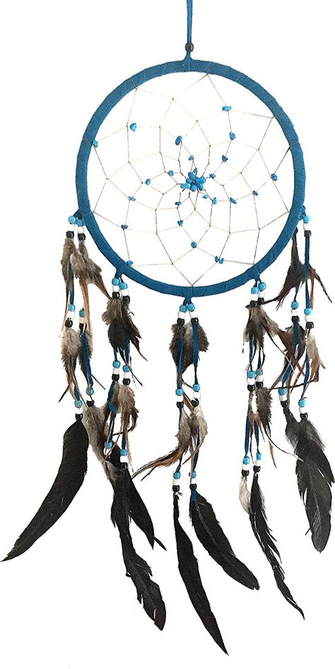 Dream Catcher Traditional Dreamcatcher Turquoise Blue Suede With Turquoise Stone