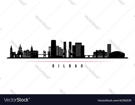 Bilbao skyline horizontal banner black and white Vector Image