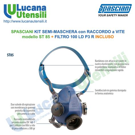 Spasciani Kit Semi Maschera Con Raccordo A Vite Modello St Filtro