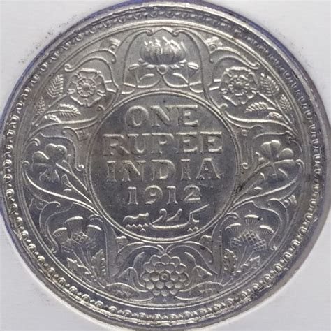 One Rupee Aunc George V British India Silver Coin Gpk Rs