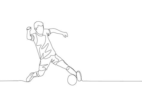 Dibujo de una línea de jugador de fútbol con camiseta de manga corta