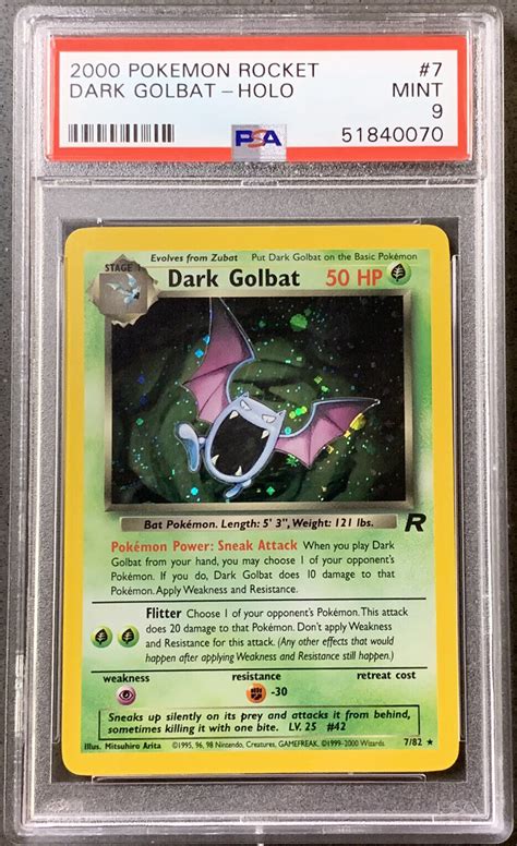 Pokemon Card Dark Golbat Rare Holo Psa Mint Team Rocket