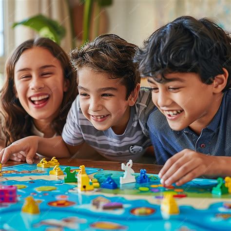 Portrait Of Childrens Thrilling Board Game Challenges Game On Premium