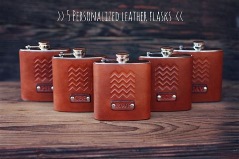 5 Custom Leather Flasks Handmade personalized gifts for your