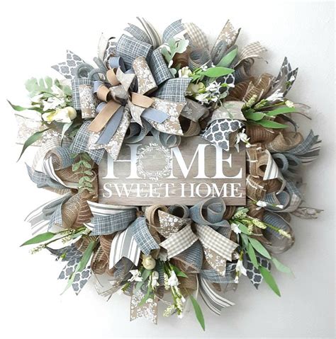 Home Sweet Home Wreath Farmhouse Welcome Wreath Everyday Wreath