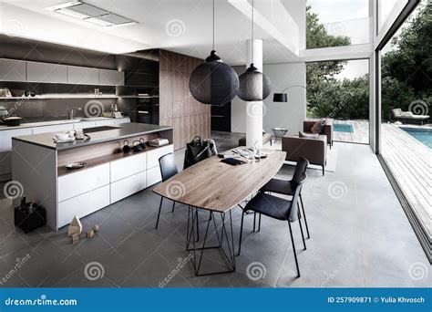 Modern Luxury Kithcen Interior in Minimal Style. Stock Illustration ...