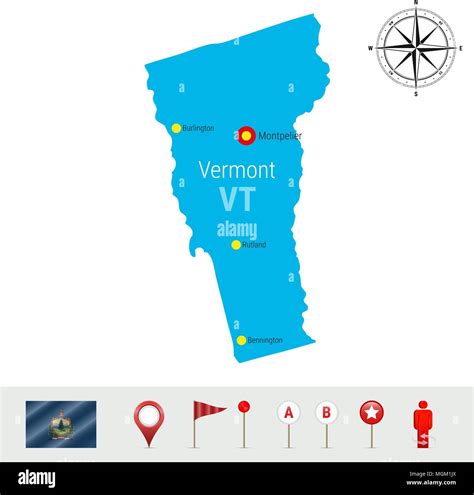 Vermont Vector Map Isolated On White Background High Detailed