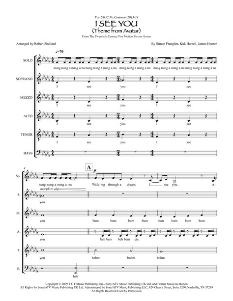 I See You Theme From Avatar Arr Robert Shellard By Leona Lewis Sheet Music For Choir At