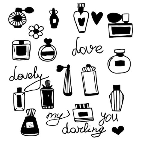 Premium Vector Of Doodle Elements Of Perfumery Perfumes Bottles