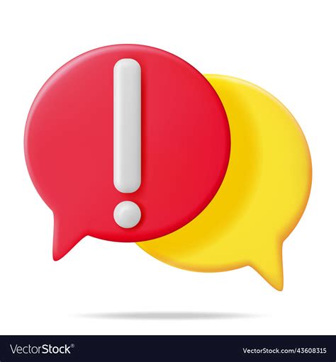 3d Red Exclamation Mark In White Round Pin Vector Image