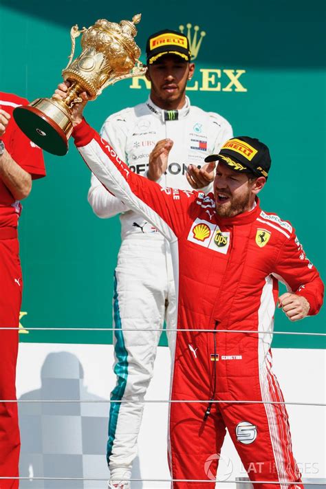 Sebastian Vettel Celebrates On The Podium Sebastian Vettel Ferrari