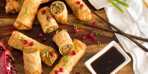 Holiday Egg Rolls With Smokey Teriyaki Dip