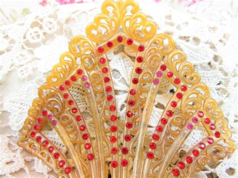 Art Nouveau Hair Comb Large Edwardian Jeweled Hair Co Gem