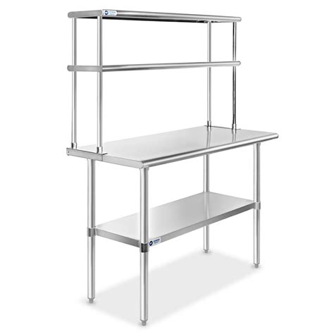 Gridmann Stainless Steel Commercial Kitchen Work Food Prep Table With Double Overshelf Walmart