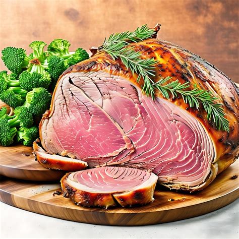 Premium AI Image Christmas Baked Roasted Glazed Ham On A Table Brown