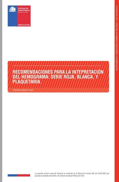 Recomendaciones para la Interpretación del Hemograma Serie Roja