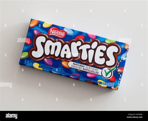 A Box Of Colourful Smarties Candy Manufactured By Nestlé Stock Photo