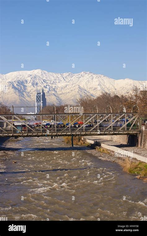 Snow Covered Mountains Surrounding The City Of Santiago Capital Of