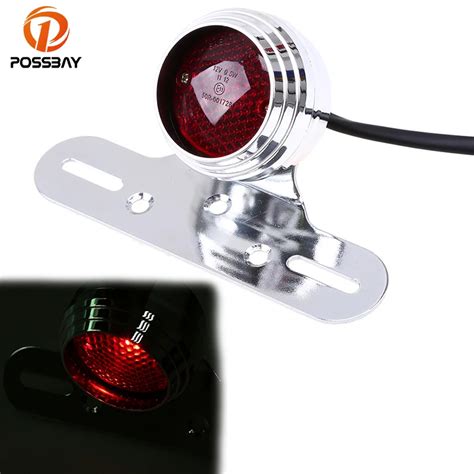 POSSBAY Motorcycle Tail Lights With License Bracket Scooter Tail Stop