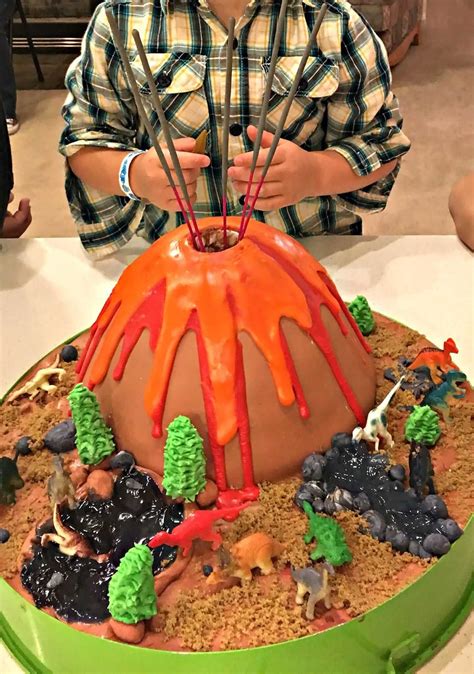 Exploding Volcano Dinosaur Birthday Cake - Lou Lou Girls