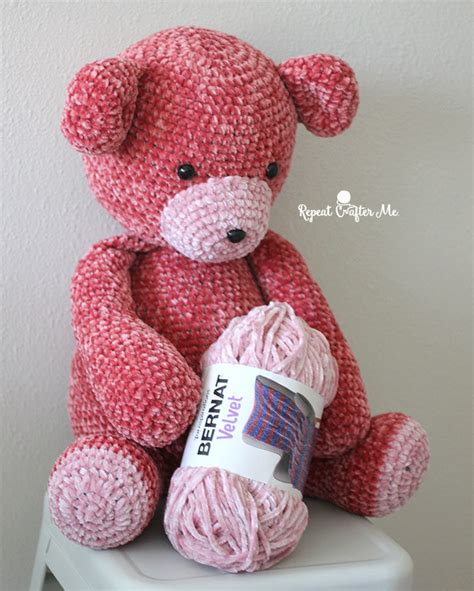 Big Bernat Velvet Crochet Bear Repeat Crafter Me