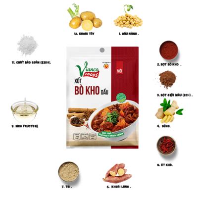 Xốt bò kho dầu ViancoFoods 18gr Vianco Gia Vị Việt Ấn Nguyên Liệu