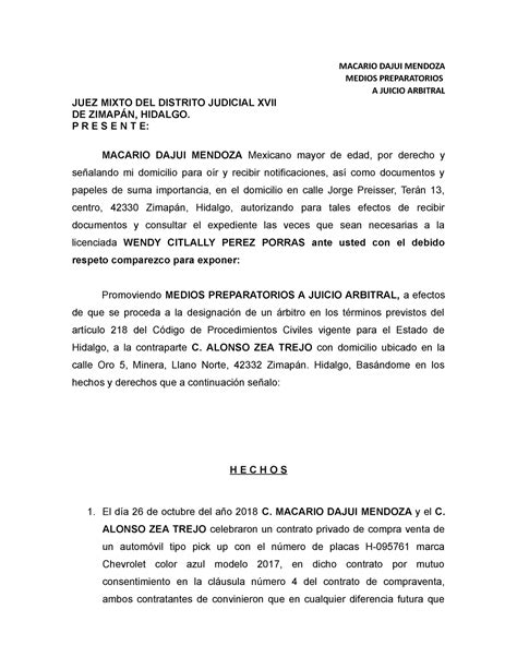 Introducir Imagen Modelo De Medios Preparatorios A Juicio Civil