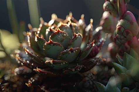 Premium Ai Image Green Succulent Plant With Water Drops A Striking