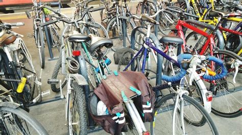 Premium Photo Bicycles Parked In City